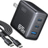 INIU 65W USB C Charger Block, 3-Port GaN Fast Charging Adapter with 100W