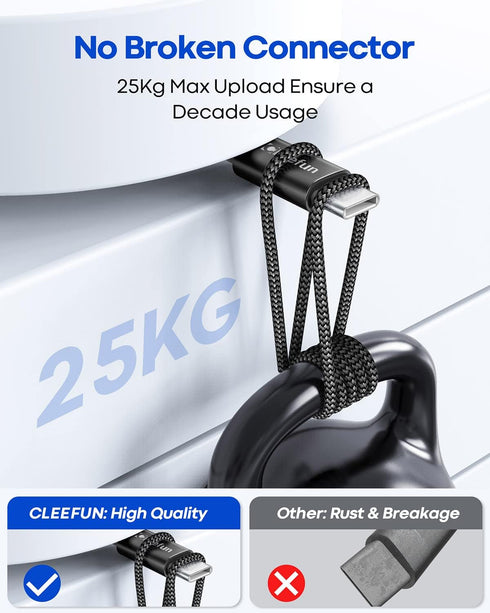 CLEEFUN USB C Cable 3ft (5-Pack) - Fast Charging Braided Cord for iPhone 15 Pro Max, Samsung Galaxy S24/S23/S22/S21/S20
