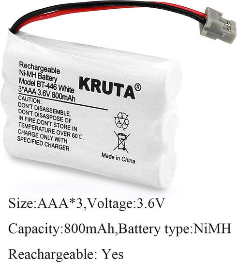 Kruta BT-446 Rechargeable Cordless Phone Battery, Pack of 3 for Uniden BT-446 BT446, BP-446 BP446