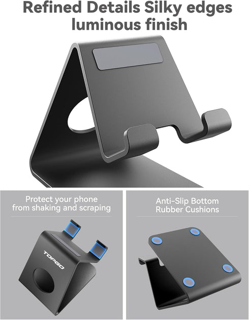 TOPGO 2 Pack 17 16 15 14 13 12 Cell Phone Stand, Phone Dock, Cradle, Holder, Aluminum Desktop Phone Stand with Cable