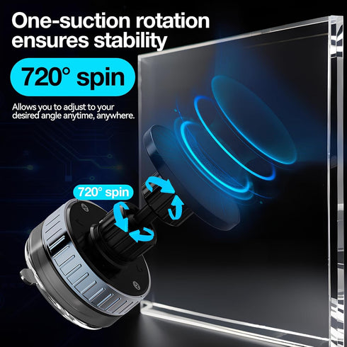 Jxtarar 2025 720 Upgrade Vacuum Magnetic Phone Holder, Retatable Suction Cup Phone Mount, Strong Magnetic Cell Phone