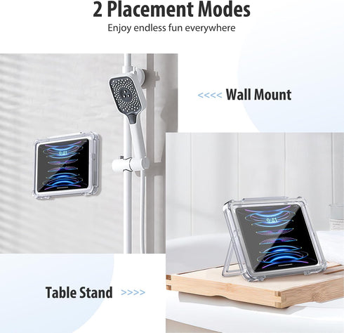 MoKo Waterproof Shower Tablet Holder, Wall Mount for iPad Up to 11", 360° Rotation with Touchable Anti-fog Screen, Clear