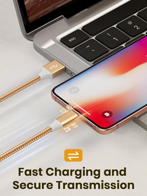 USB C Charger Cable, 4-Pack (3/3/6/6ft) Nylon Braided USB to USB C Cable Compatible with iPhone 15/15 Pro/15 Plus