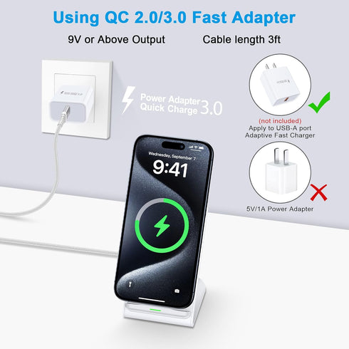 Pixel Fast Wireless Charger, 15W Charging Stand for Google Pixel 8a/8/8 Pro/7a/7 Pro/6 Pro, Android & Samsung Galaxy
