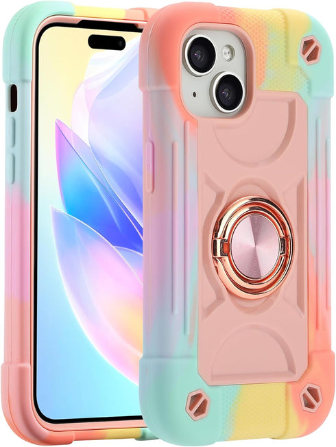 MARKILL Compatible with iPhone 15 Case 6.1 Inch with Built-in Kickstand, [Full Body