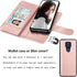 Njjex Wallet Case for Moto G Play 2021, PU Leather Folio Flip with 9 Card Slots, Detachable Kickstand & Lanyard (Rose