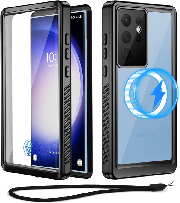 Beeasy Waterproof Case for Samsung Galaxy S23 Ultra, Compatible with MagSafe, 360 Degree Protective Case - Black