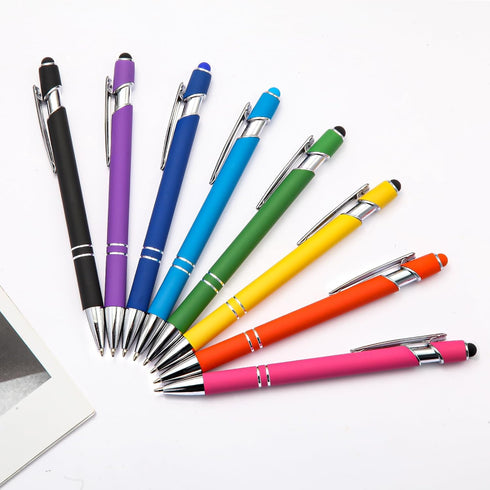 MorPionk 8 Pack 2-in-1 1.0 mm Ballpoint Pen Stylus Retractable Metal Stylus Pens for Touch Screens with Stylus tip