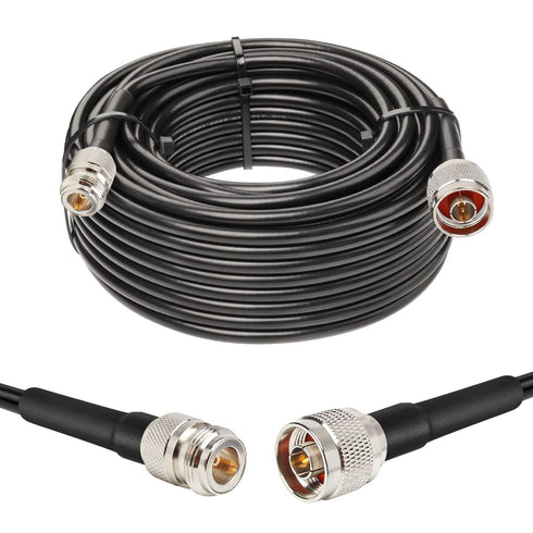 XRDS -RF 50ft N Male to N Female Cable, 50 ohm KMR240 Low Loss Coax Extension Cable Jumper for WiFi/Ham Radio Antenna,