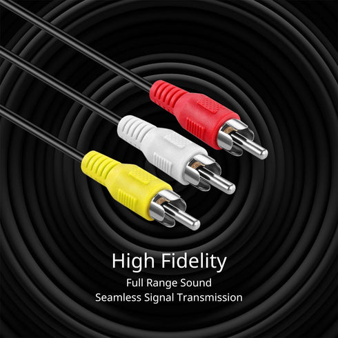 TNP 3 RCA Extender Extension Cable (6 Feet) - 3RCA Male to Female Red White Yellow Cable - Audio Video Composite