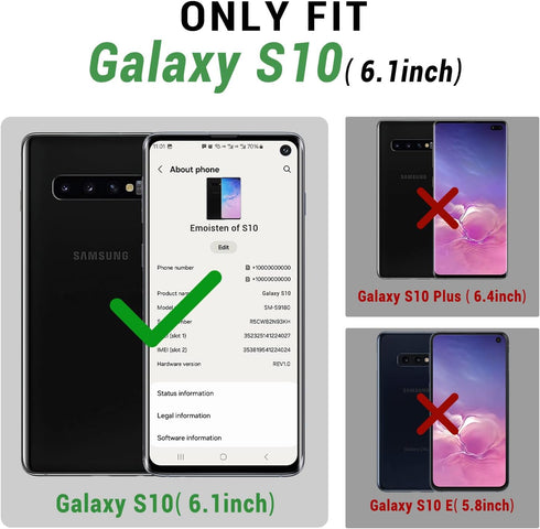 SUANPOT Samsung Galaxy S10 6.1" Wallet Case - RFID Blocking Leather Flip Folio Book Phone Case, Shockproof, Green
