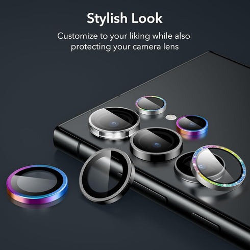 ESR Camera Lens Protector for Samsung Galaxy S24 Ultra, Ultra-Thin Tempered Glass, Scratch-Resistant, 2 Sets, Black.