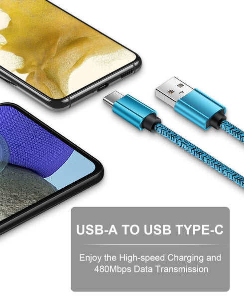 2 Pack 6ft USB to USB C Cable, Fast Charging Braided Cord for iPhone 15/15 Pro/15 Pro Max, Google Pixel, Samsung