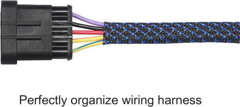 25ft PET Expandable Braided Sleeving, 1 inch, BlackBlue, Alex Tech Braided Cable Sleeve