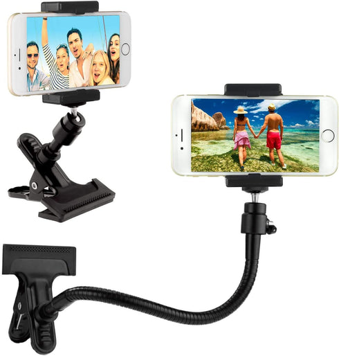 Universal Phone/Camera Holder with Flexible Gooseneck and Strong Clamp - for Mobile Photography, Vlogs, Videos, GPS,