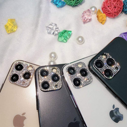 2 Pack Gold Camera Lens Cover Compatible with iPhone 12 Pro Max, 3D Glitter Bling Diamond Sticker Protector