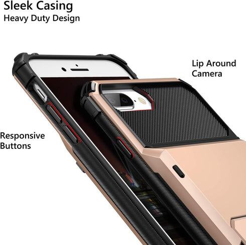 Vofolen Case for iPhone 8 Plus 7 Plus 6s Plus Wallet Card Holder, 4-Slot Pocket Scratch Resistant Dual Layer Cover