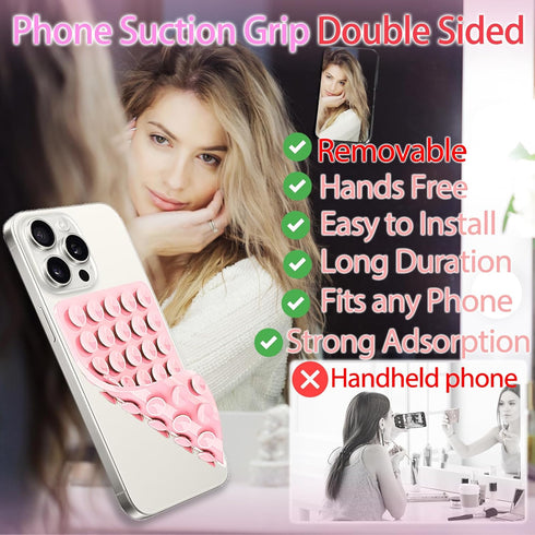 Silicone Suction Cup Phone Case Mount Double Sided, Phone Accessories Hands-Free Strong Grip Holder for Selfies and Videos, Silicon Phone Stand for iPhone and Android Green