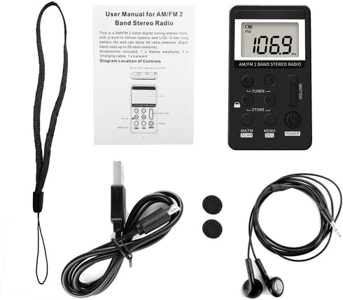 Personal AM/FM Pocket Radio, Portable VR-robot Mini Digital Tuning Walkman Radio with Rechargeable Battery for