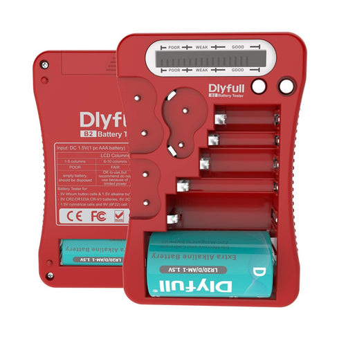 Dlyfull Battery Tester, LCD Display Universal Battery Checker for Various Battery Types, 1x AAA Included