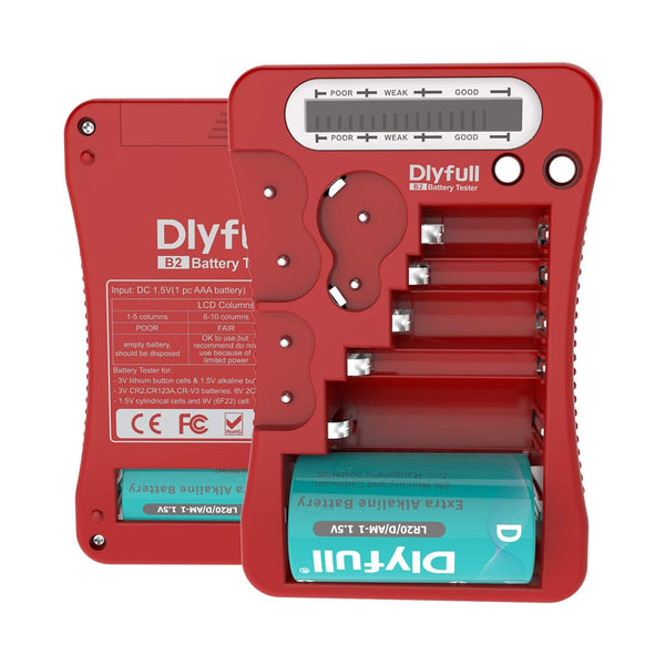 Dlyfull Battery Tester, LCD Display Universal Battery Checker for Various Battery Types, 1x AAA Included