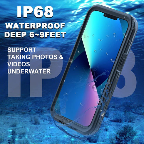 AICase Waterproof Case for iPhone 13 Mini 5.4 Inch Snowproof Dustproof Shockproof IP68 Certified Full Body Protection Fully Waterproof Underwater Protection Protective Case for iPhone 13 Mini