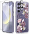 GVIEWIN Clear Floral Case for Samsung Galaxy S24 Plus 6.7" with Screen & Camera Lens Protectors (Cherry Blossoms/Purple)