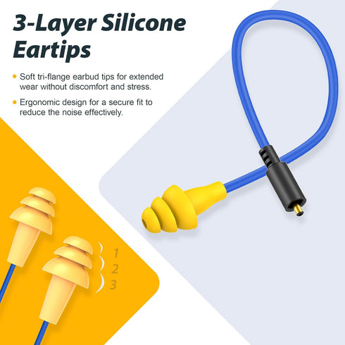 MIPEACE 2 Pieces Replacement Earbuds Cables for Work Earbuds Bluetooth (Blue & Yellow)