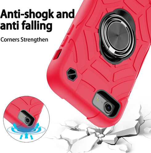 KCJ iPhone SE 2022/2020, 8/7/6/6S Case - Heavy Duty Full Body Protection with 2 Screen Protectors & Ring Stand