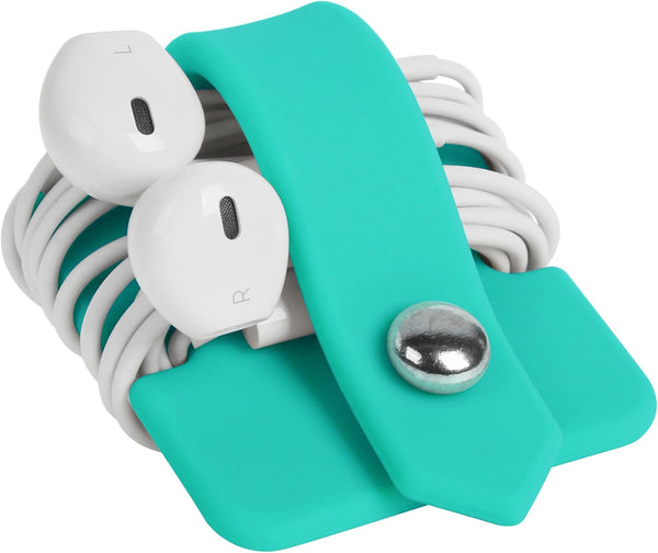 Cord Organizer Earbuds Holder - Earphone Wrap Winder for Headset, Headphone, Cable Management (Blue)