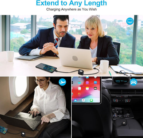 USB C Cable 3Pack 3.3FT Retractable Android Car Charger Phone Cord for iPhone 15/15 Pro/15 Pro Max/Samsung Galaxy S24
