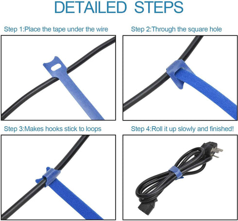 HMROPE 60PCS 6-Inch Fastening Cable Ties Reusable, Premium Adjustable Cord Ties, Microfiber Cloth Cable Management