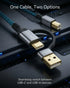 Hftywy 6.6 2-in-1 Printer Cable FT, Type C and USB A to B Printer Cable Compatible with MacBook Pro, HP, Canon, Epson