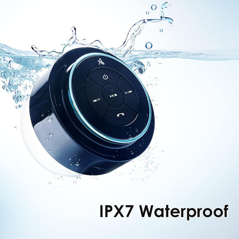 XLeader Upgraded Shower Speaker, IPX7 Waterproof Bluetooth Speaker, Portable Mini Speaker with Suction Cup and Mic for