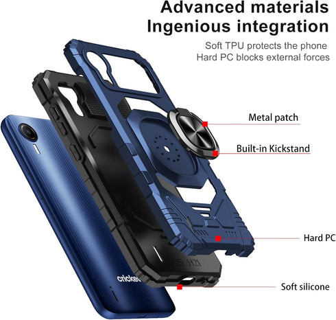 Ailiber AT&T Calypso 4/Cricket Debut S2 Case, Heavy Duty Shockproof Cover with Screen Protector - Blue