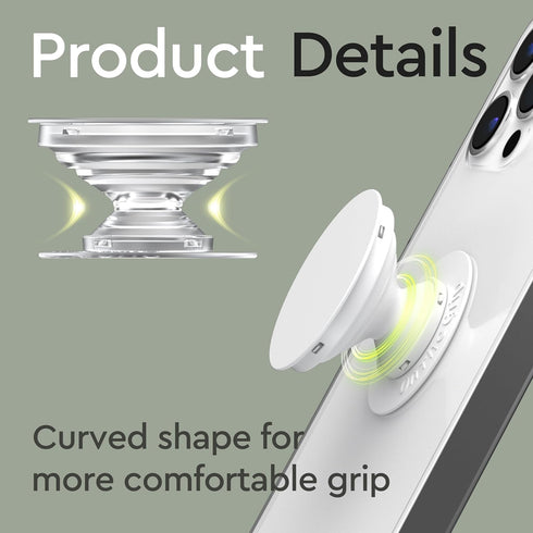 Cheerful Smiley Flower Phone Grip, Bright Expandable Collapsible, Comfortable Touch, Secure Grip, White