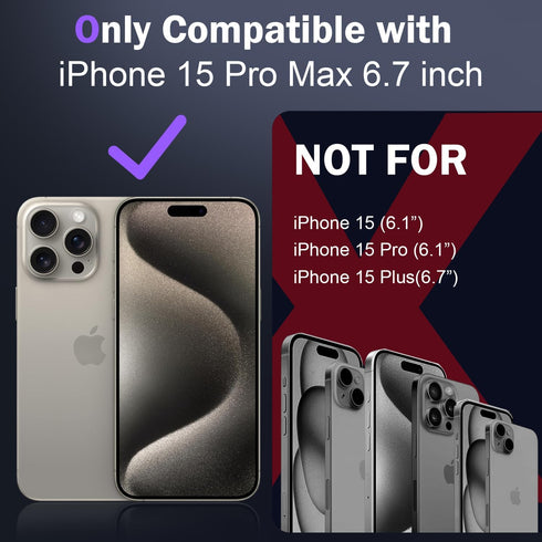 DEERLAMN Military Grade Shockproof Case for iPhone 15 Pro Max, with Slide Camera Cover + Screen Protector (1 Pack), Red
