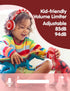 SIMJAR Kids Headphones - Dinosaur Design, Over-Ear, Foldable, Wired, Volume Limiter 85/94dB, Microphone, Red. Perfect