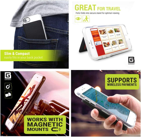 Cell Phone Wallet for Back of Phone, Stick On Credit Card ID Holder with RFID Protection, White Marble