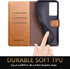 SUANPOT Leather Wallet Case for Samsung Galaxy S21 Ultra 6.8" with RFID Blocking, Flip Folio Book Phone Case, Light