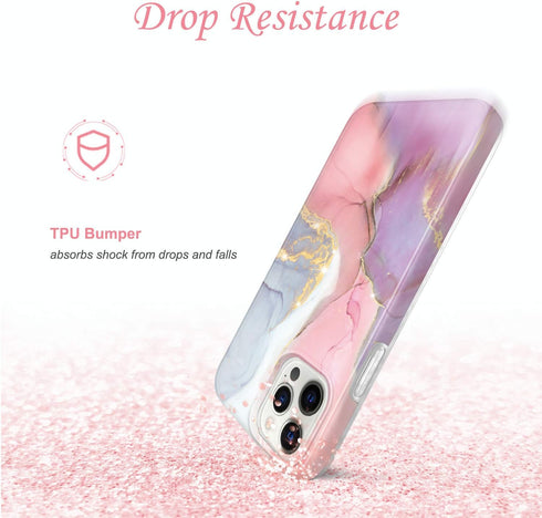 JIAXIUFEN Gold Sparkle Glitter Case, Compatible with iPhone 12 and 12 Pro, Slim Shockproof TPU Soft Rubber Cover, Pink