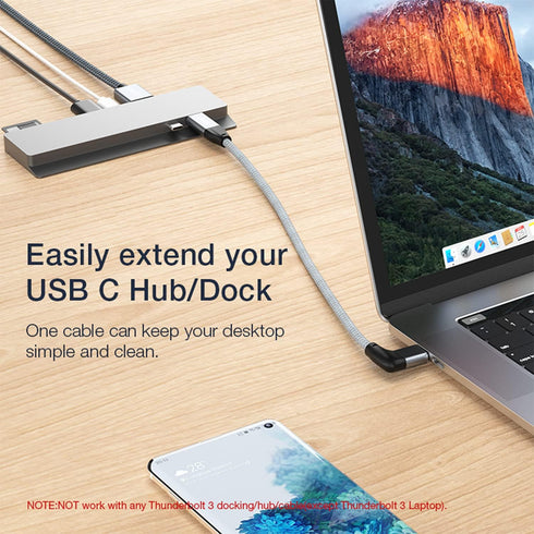 UseBean 3.3FT Right Angle USB C Extension Cable, 90° Type C 3.1 Gen2, 10Gbps, 4K Video, for iPhone 15, MacBook, iPad