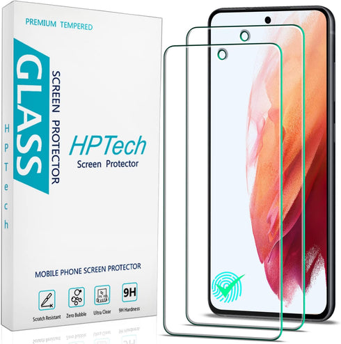 Samsung Galaxy S21 FE 5G Tempered Glass Screen Protector (2 Pack) by HPTech, Anti-Scratch, Bubble-Free, Fingerprint