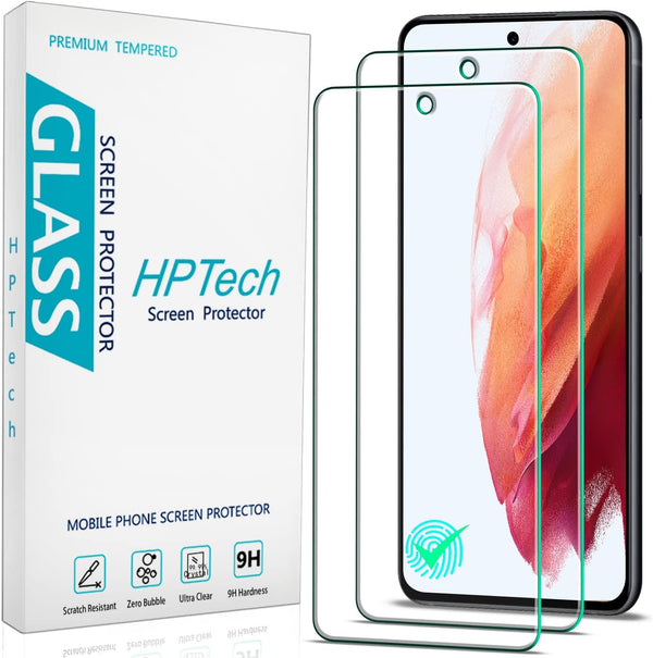 Samsung Galaxy S21 FE 5G Tempered Glass Screen Protector (2 Pack) by HPTech, Anti-Scratch, Bubble-Free, Fingerprint