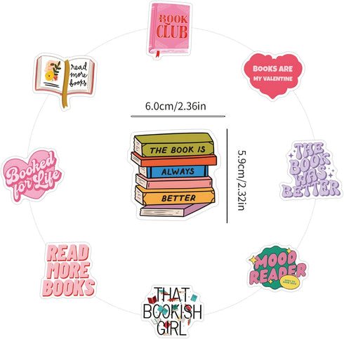 WQOWEHI 120PCS Pack Kindle Book Stickers for IPAD, e-Book Reader, Laptop, Cute Booktok Vinyl Stickers, Bookish Lover