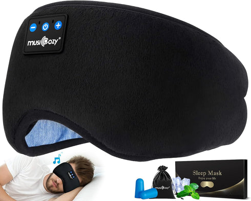 MUSICOZY Sleep Headphones, Bluetooth 5.2 Headband Sleeping Eye Mask, Wireless Music Earbuds for Side Sleepers