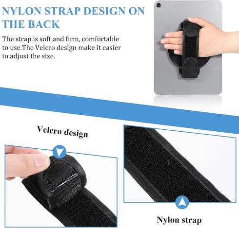 Hpmjz 360 7-11" Tablet Stand with Hand Strap Degree Rotating Sticky Tablet Stand Fastening Handle Grip with Adhesive