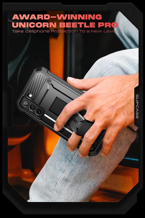 SUPCASE Heavy Duty Full-Body Case for Samsung Galaxy S22 with Stand (Unicorn Beetle Pro), Black