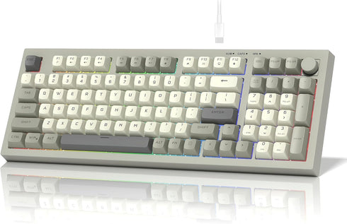 dagaladoo womier DK98 Retro Wired Gaming Keyboard Creamy Membrane with Rainbow RGB Backlight