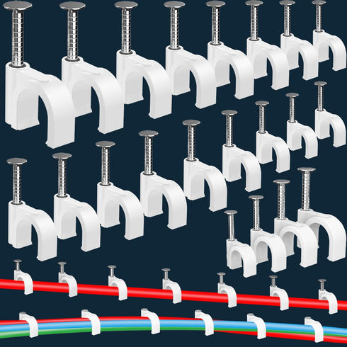400 Pcs Cable Clips with Steel Nails for Ethernet, Speaker Wire, and Coaxial Cable Wall Clips
